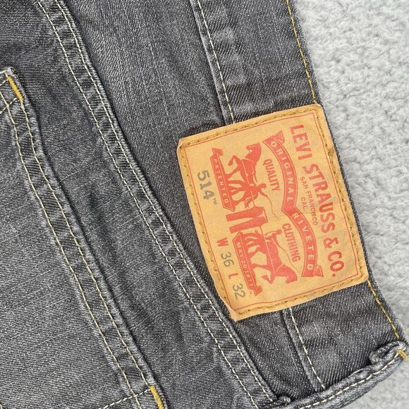 Levis 514 Straight Fit Jeans Mens 36 x 32 Gray Cotton Grey - Picture 3 of 15